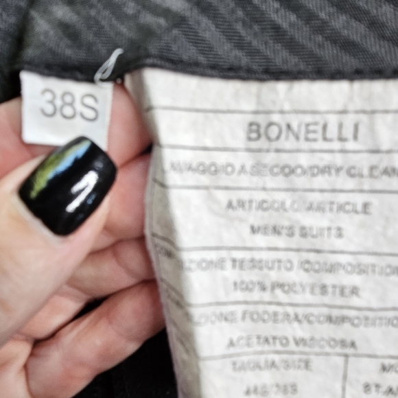 Bonelli men's black slacks pants size 38 short - Picture 4 of 6